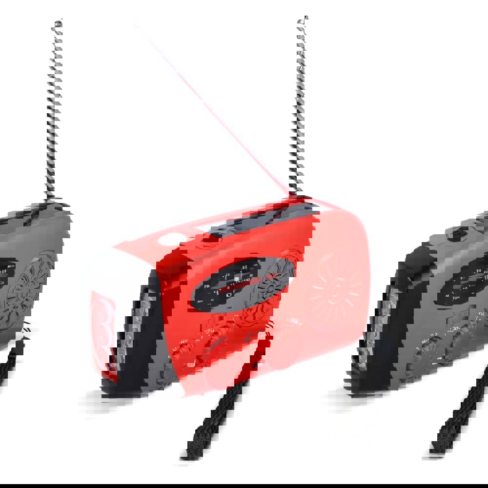 SafeSound Notfallradio mit Solar und Handaufzug - rot