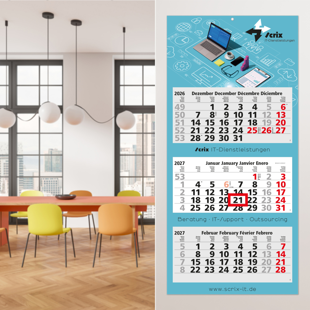 3-Monatskalender Mehrblock Maxi Light 3, Deutschland