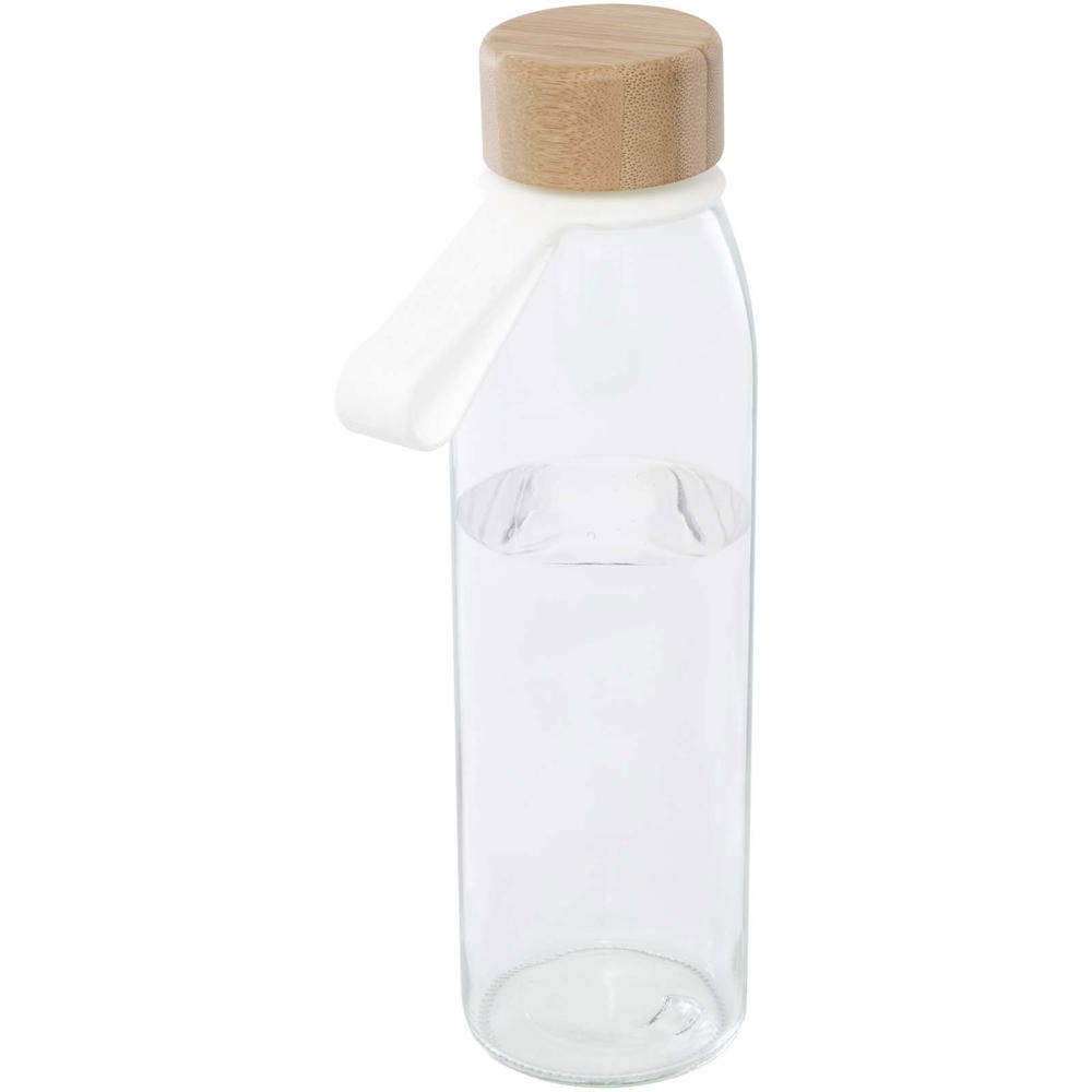 Porto 500 ml Glas-Flasche mit Silikongriff und Bambusdeckel  - transparent klar