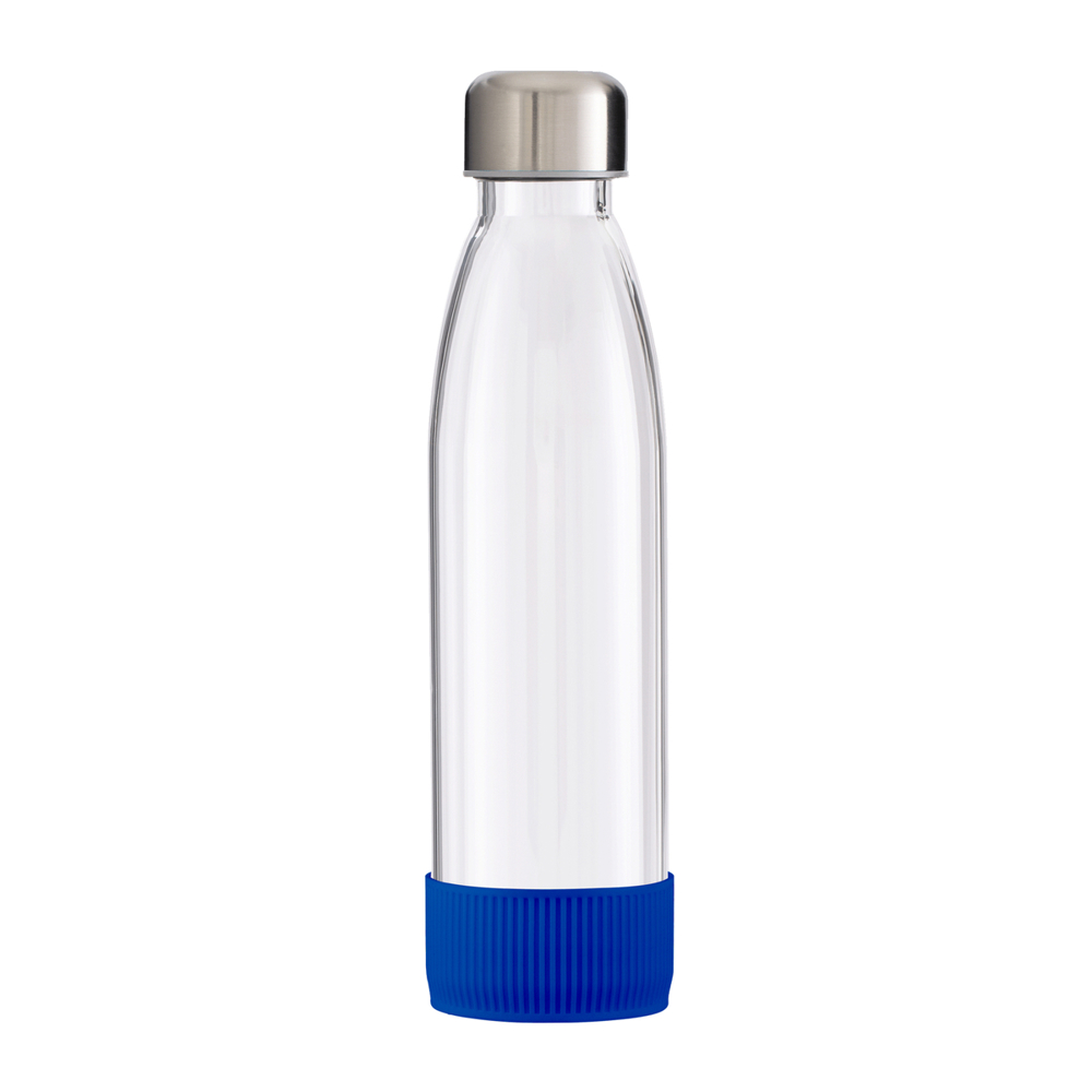 Trinkflasche RETUMBLER-myTOULON GLASS - blau, silber, transparent