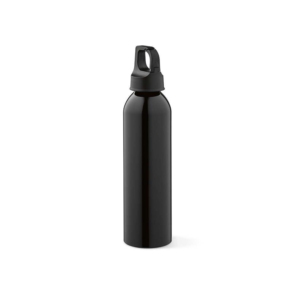 Mackenzie Trinkflasche rAluminium, 690 ml. Auslaufsicher. Mit Karabinerdeckel - Schwarz