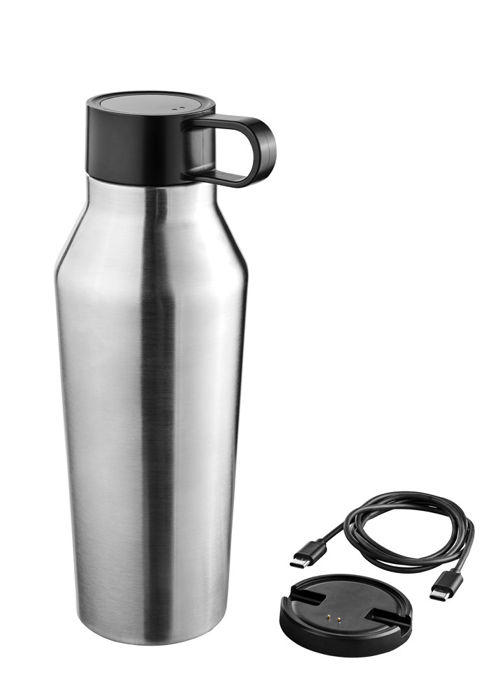 TROIKA Smarte Thermoflasche HYDRATION COACH - silberfarben