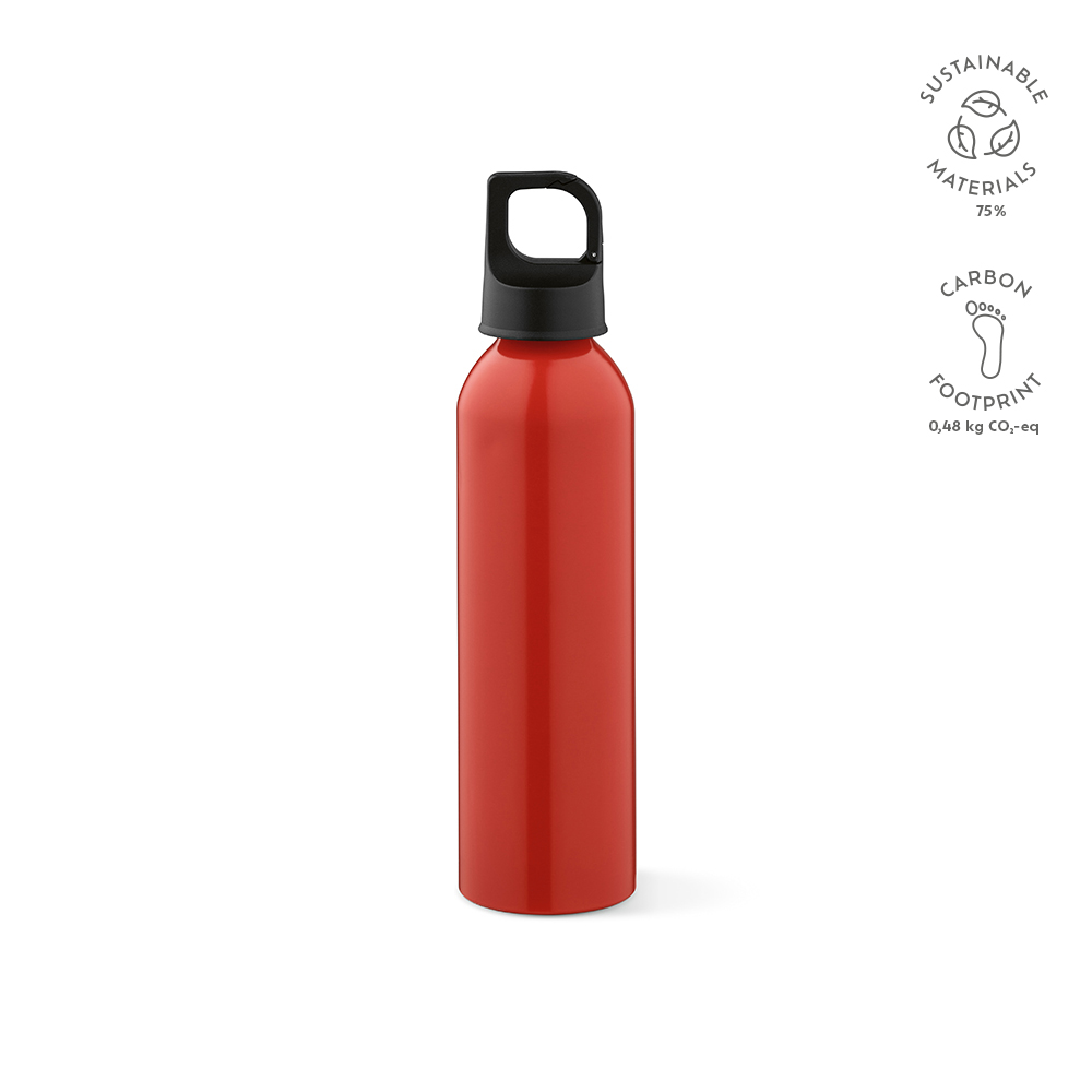 Mackenzie Trinkflasche rAluminium, 690 ml. Auslaufsicher. Mit Karabinerdeckel - Grün - Rot