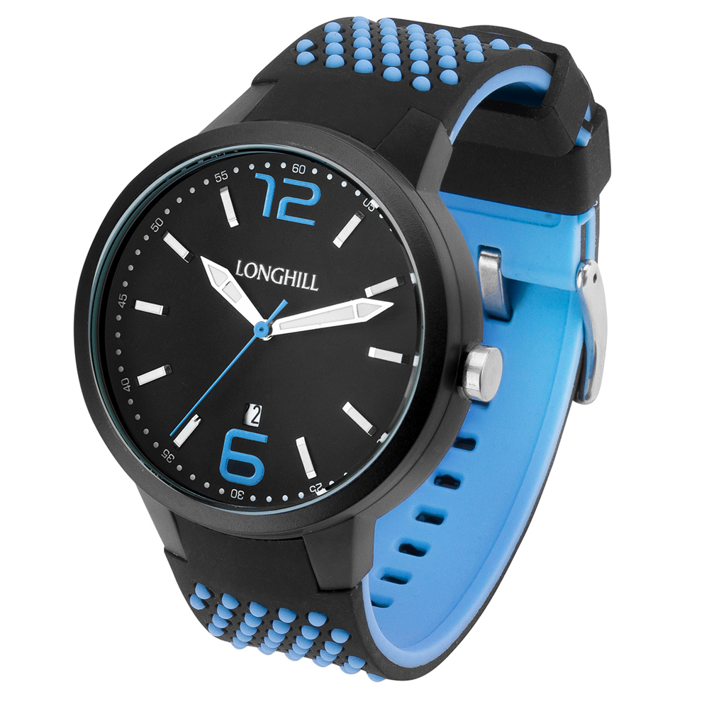 Kunststoffuhr STEN - schwarz/blau