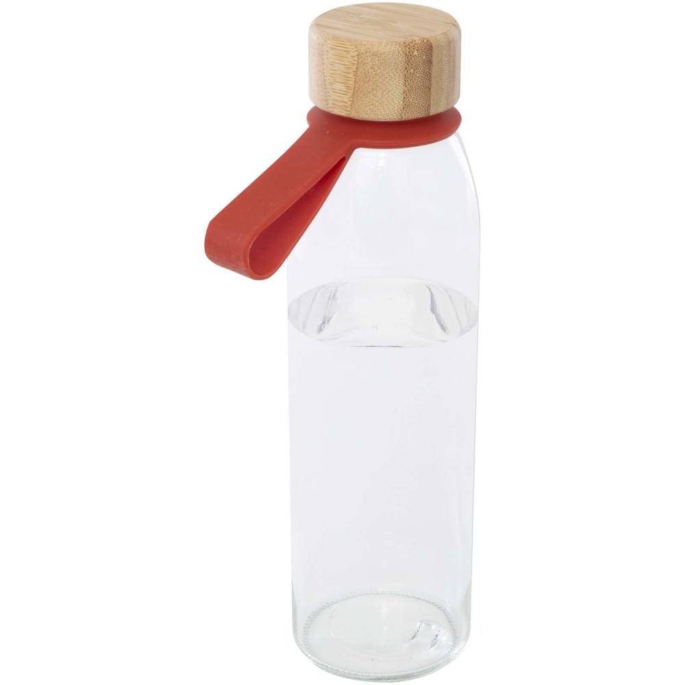 Porto 500 ml Glas-Flasche mit Silikongriff und Bambusdeckel  - ziegelstein