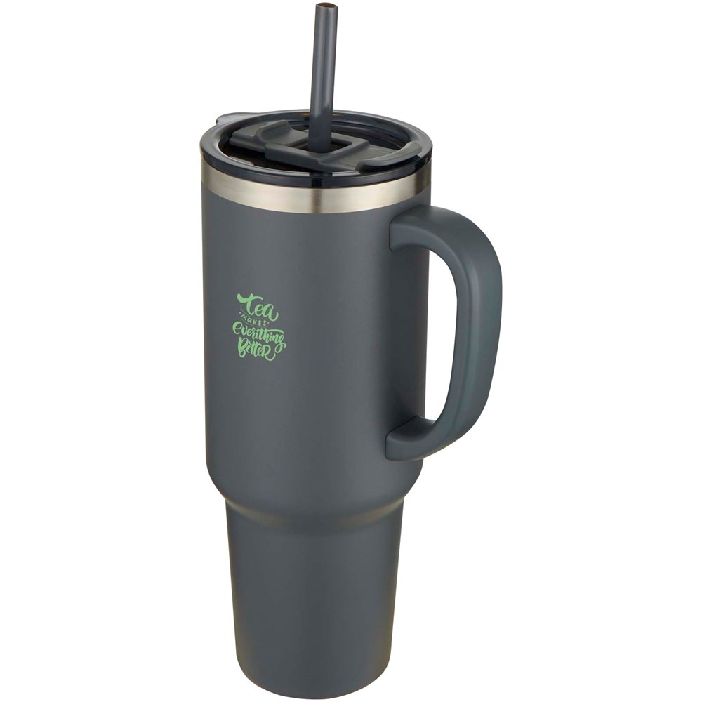 Mug Sydney 1200 ml double paroi certifié RCS avec isolation par le vide et couche de cuivre avec paille