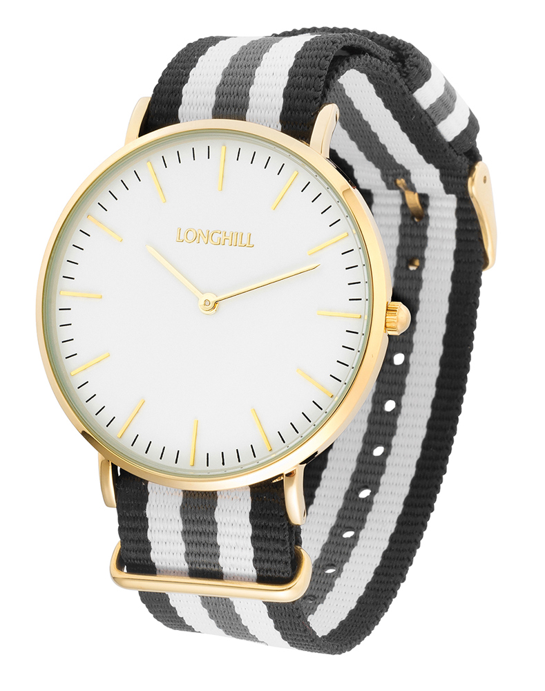 Metalluhr TEXSTYLE FLAT BIG - schwarz/weiss/grau