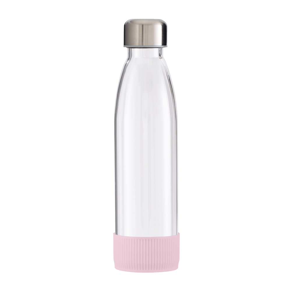 Trinkflasche RETUMBLER-myTOULON GLASS - hellmagenta, rose, silber, transparent