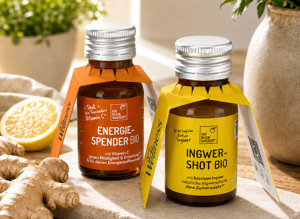 BIO Shots mit Werbemanschette 30 ml , Inhalt: BIO Energiespender