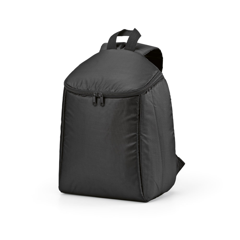 Brüssel Kühltaschen-Rucksack 12L aus r PET. Mit Doppelreißverschluss - Grau - Schwarz