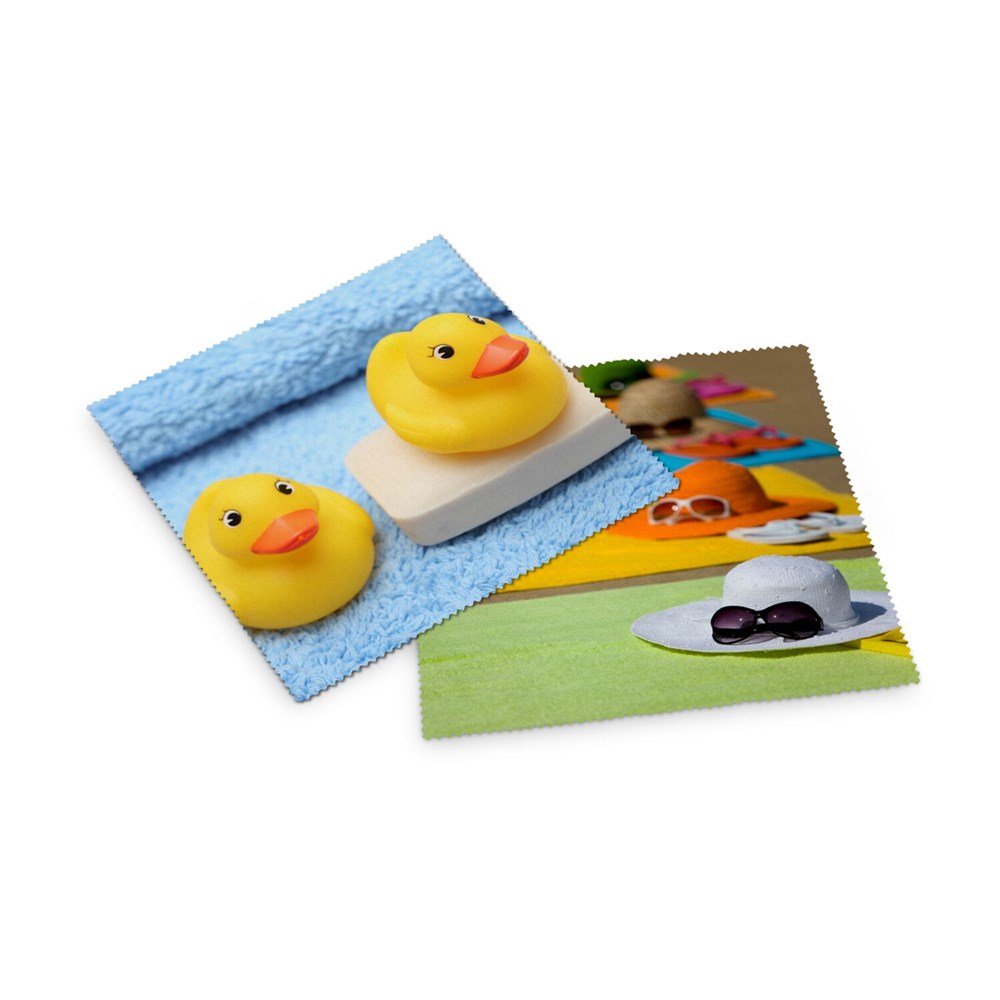 Brillenputztuch - Mikrofasertuch 15 x 18 cm, in transparentem Schutzetui mit Klettpunkt