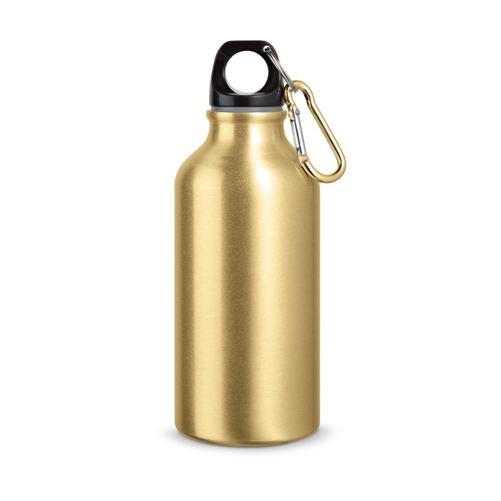 LANDSCAPE S. Bouteille de sport 400mL en aluminium avec mousqueton - Doré satiné