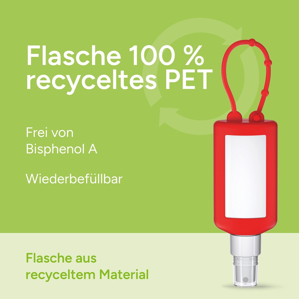 Smartphone & Arbeitsplatz-Reiniger, 50 ml Bumper rot, Body Label (R-PET)