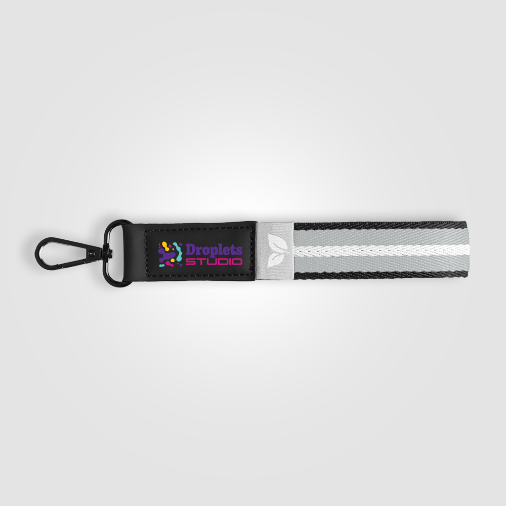 Newport Schlüsselanhänger mit Chevron-Muster und Druckknopfverschluss aus rPET-Gewebe – 19 x 2,5 cm - Grau (#B1B3B3)