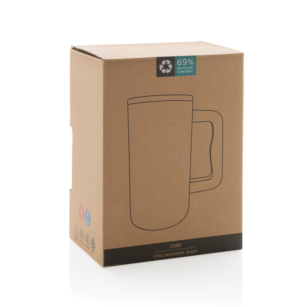 Cube Becher aus RCS recyceltem Stahl 800ml