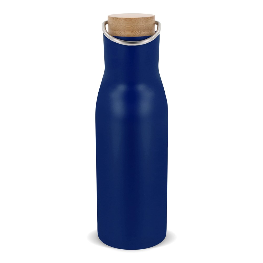 Isolier-Flasche mit Bambusdeckel, 500ml - dunkelblau