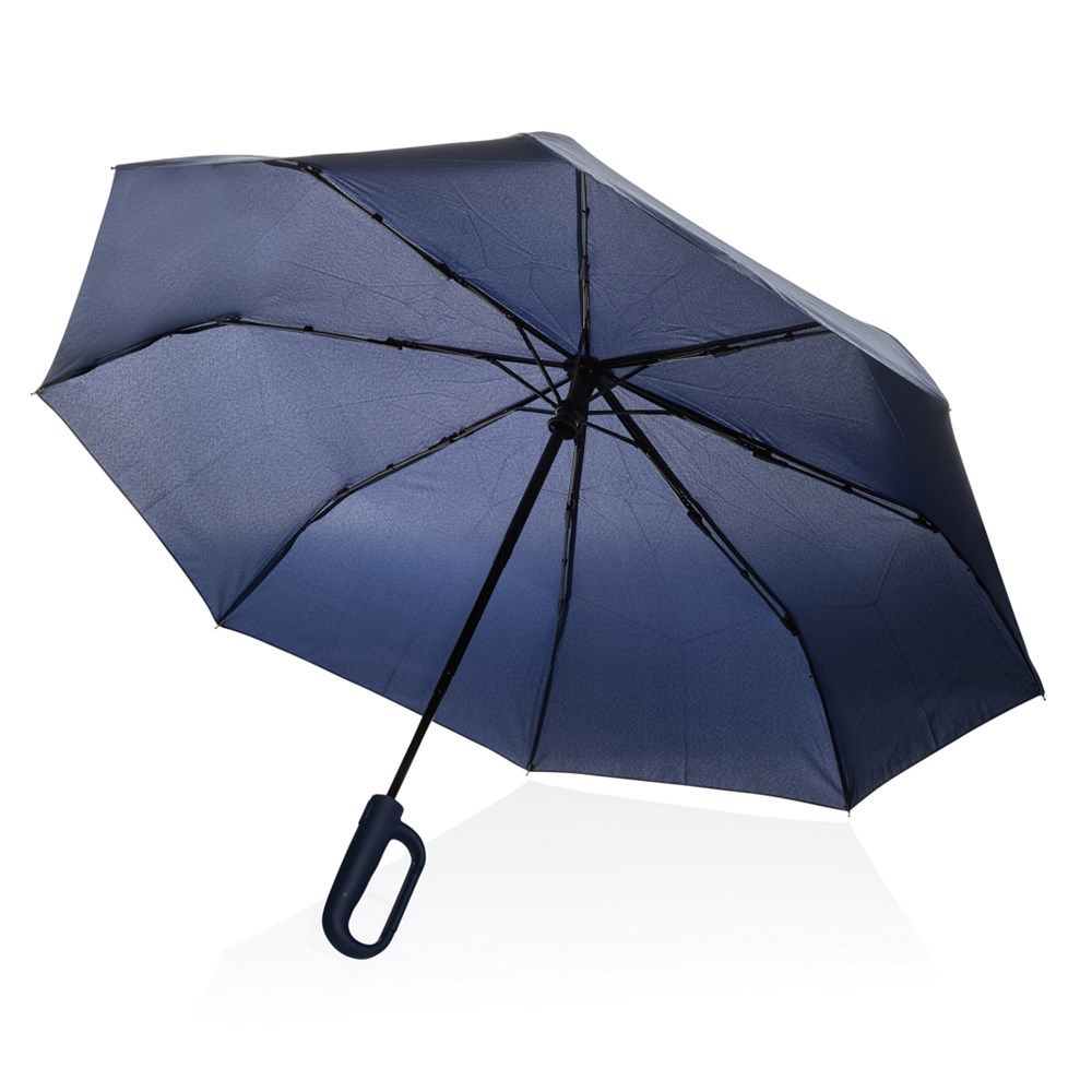Yara 21“ AWARE™ rPET Regenschirm mit Karabiner - navy blau (± PMS 4280C)