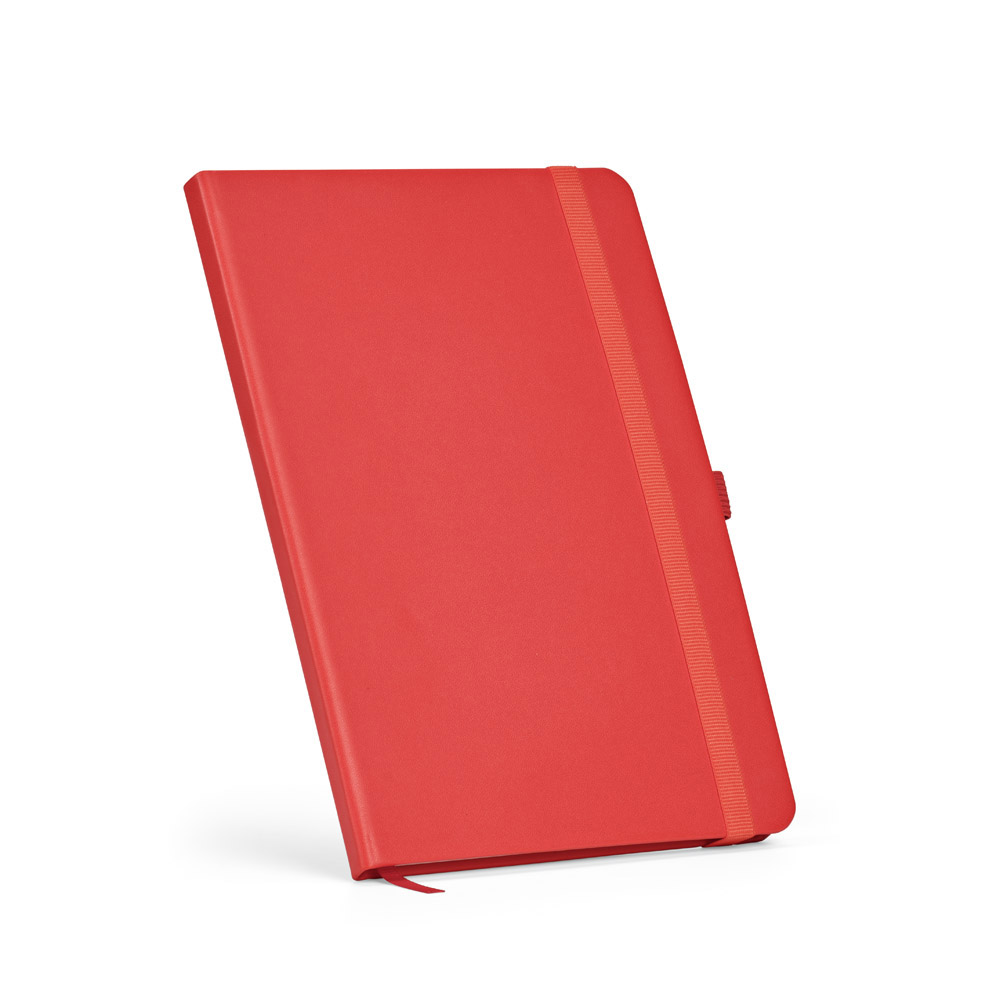Dumas A5 Notizbuch aus recy.PU.Hardcover.70g/m². 160 Seiten, FSC®-zertifiziert - Marineblau - Rot