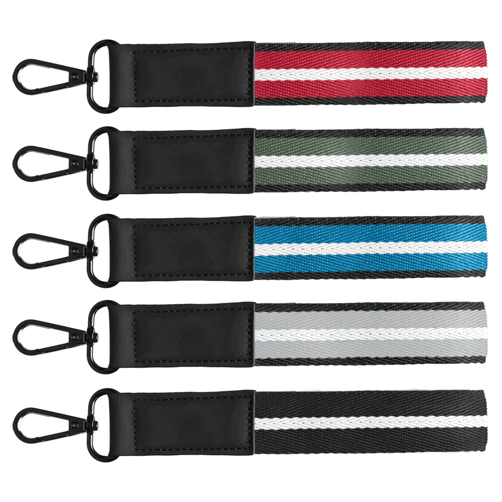 Newport Schlüsselanhänger mit Chevron-Muster und Druckknopfverschluss aus rPET-Gewebe – 19 x 2,5 cm