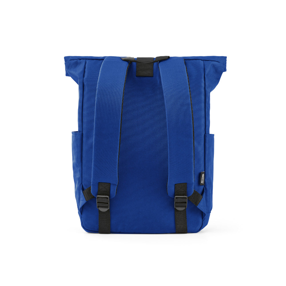 Rome Rucksack 12L aus rPET. Mit Rolltop-Design und Klettverschluss. - Blau