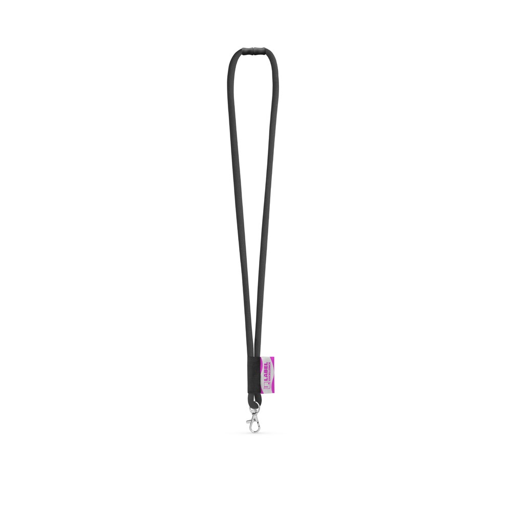 WISBECH. SET Lanyard TUBE Long (Ø 7 mm) mit 9 mm Schnappkarabiner und Ø 7 mm Sicherheitsverschluss - 300 - Schwarz