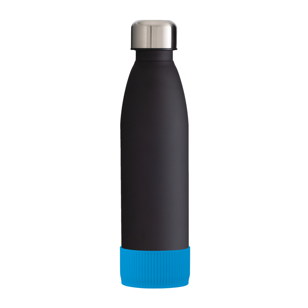 Trinkflasche RETUMBLER-myTOULON GLASS - cyan, schwarz