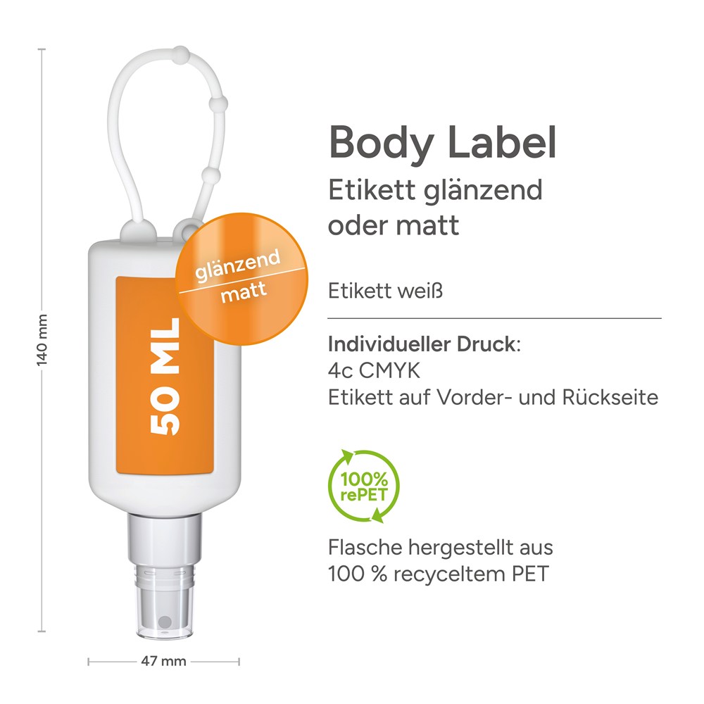 Smartphone & Arbeitsplatz-Reiniger, 50 ml Bumper frost, Body Label (R-PET)