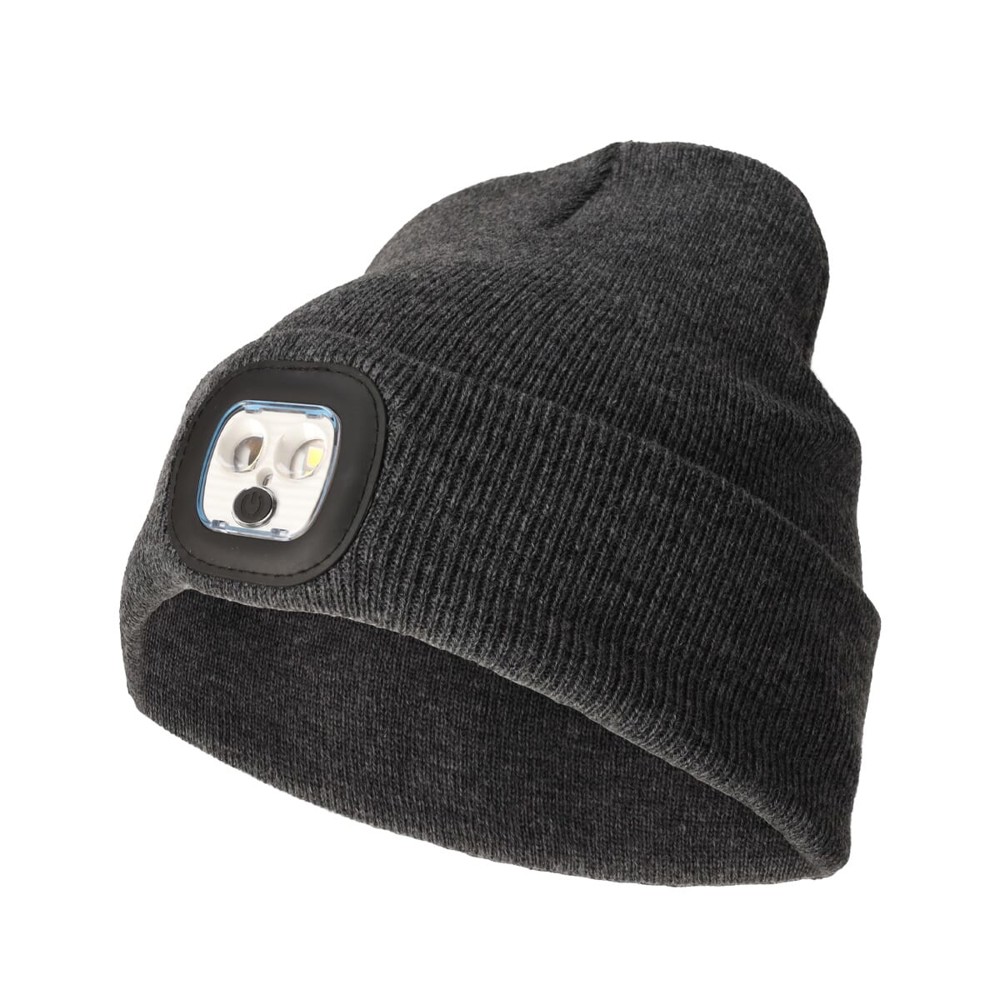 Nilton's Strickmütze mit LED - Grau-meliert (PMS 4287c) / Grau-meliert