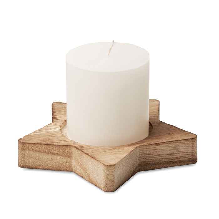 LOTUS - Kerze mit Halter - Holz
