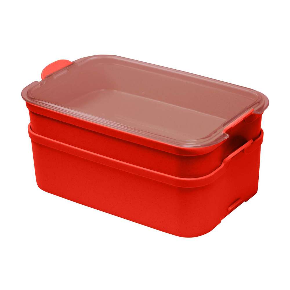 KOZIOL STAKK BENTOBOX 2 Bentobox 2l - nature red/crystal clear