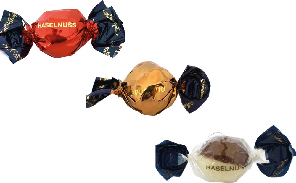 Weihnachtspralinés in Motivkartonage "Rentier" 5 Stück , Inhalt: Pralinen Milchschokolade und weiße Schokolade mit Haselnusscremefüllung