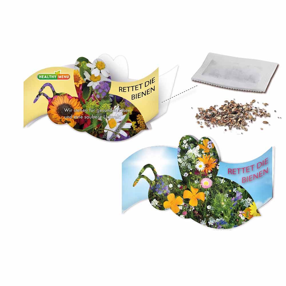 Bienen Klappkärtchen mit Samen - individuell