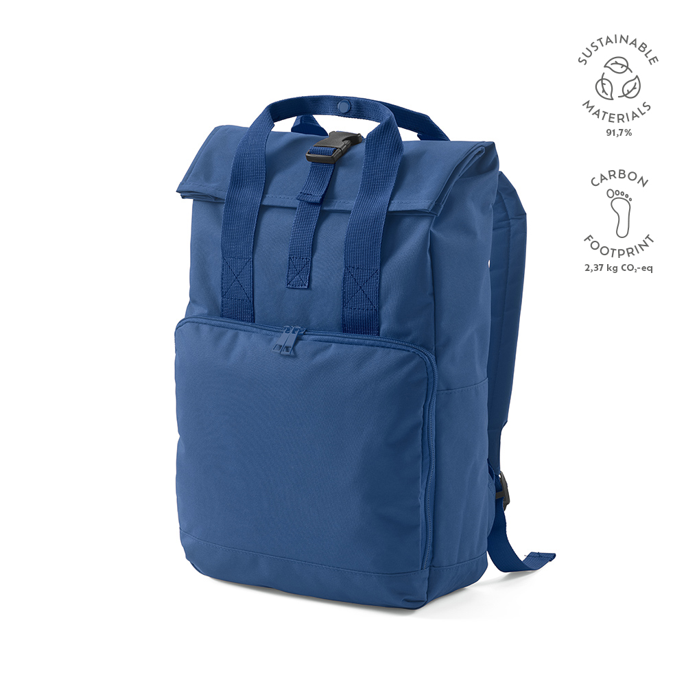 Sac à dos Warsaw 20L rPET. Fermeture enroulable avec boucle. - Gris clair - Bleu