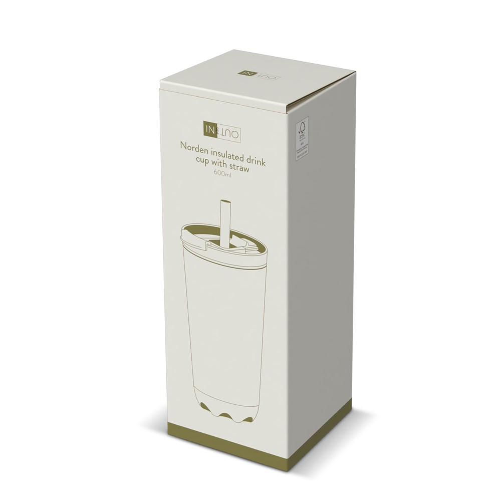 InSideOut doppelwandiger Norden-Trinkbecher aus Edelstahl mit Strohhalm, 600 ml