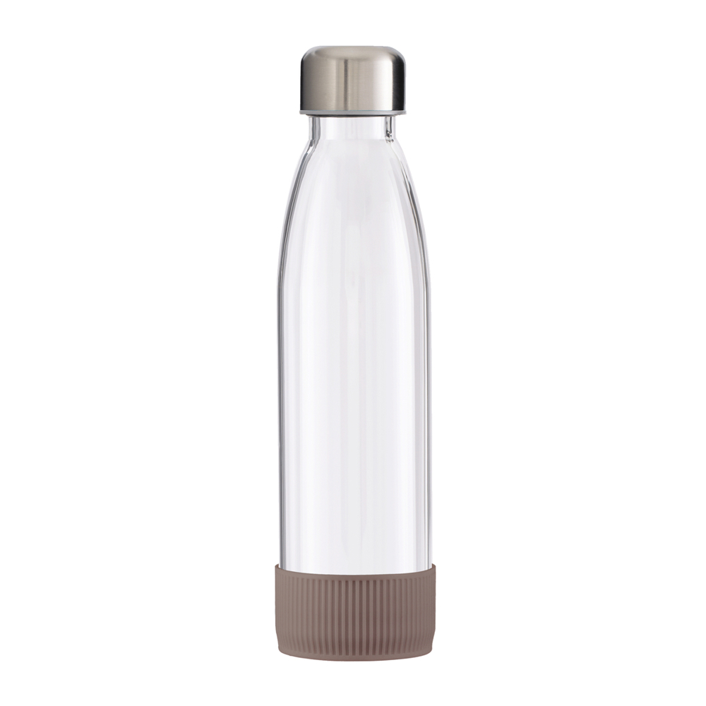 Trinkflasche RETUMBLER-myTOULON GLASS - braun, silber, transparent