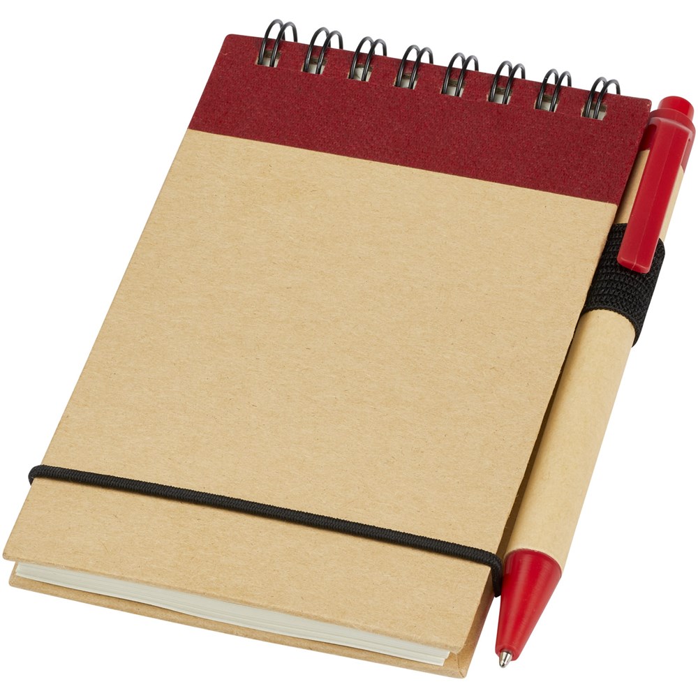 Zuse A7 Recycling Notizblock mit Stift - natur, rot