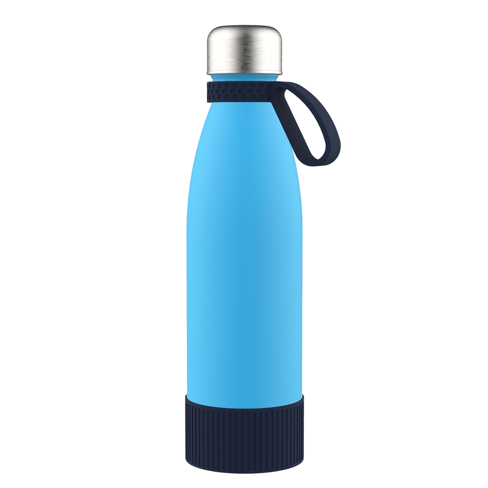 Trinkflasche RETUMBLER-myTOULON GLASS - silber, cyan, marineblau