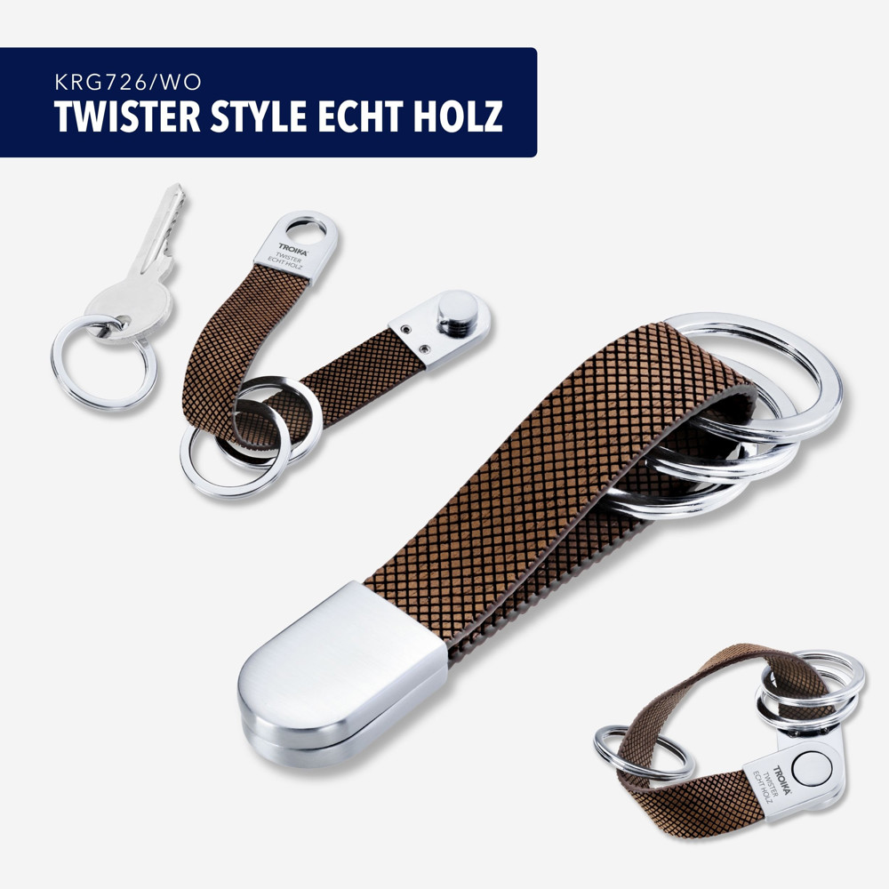 TROIKA Schlüsselanhänger TWISTER STYLE ECHT HOLZ
