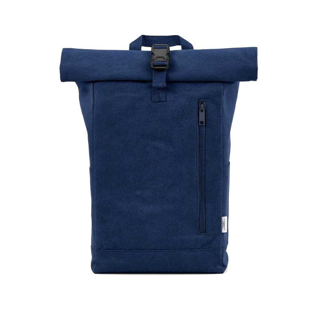 Osaka Rucksack 16L, recy.Baumwolle, 360g/m², Rolltop, Schnallenverschluss - Armeegrün - marineblau