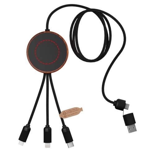 SCX.design C40 5-in-1 Ladekabel aus rPET mit 10W Ladepad und Leuchtlogo
