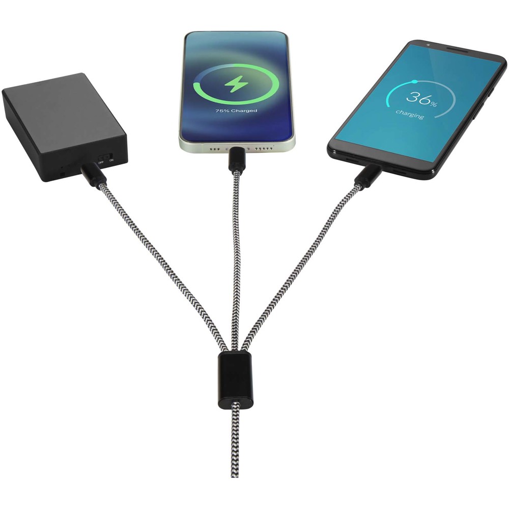 Câble de recharge 5-en-1 Alphecca en aluminium recyclé et RPET 