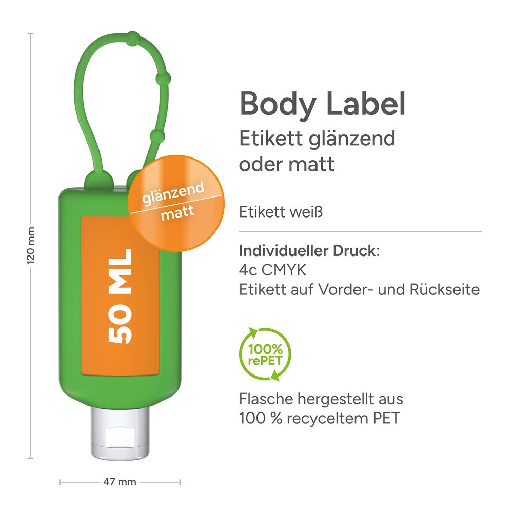 Sportgel, 50 ml Bumper grün, Body Label (R-PET)