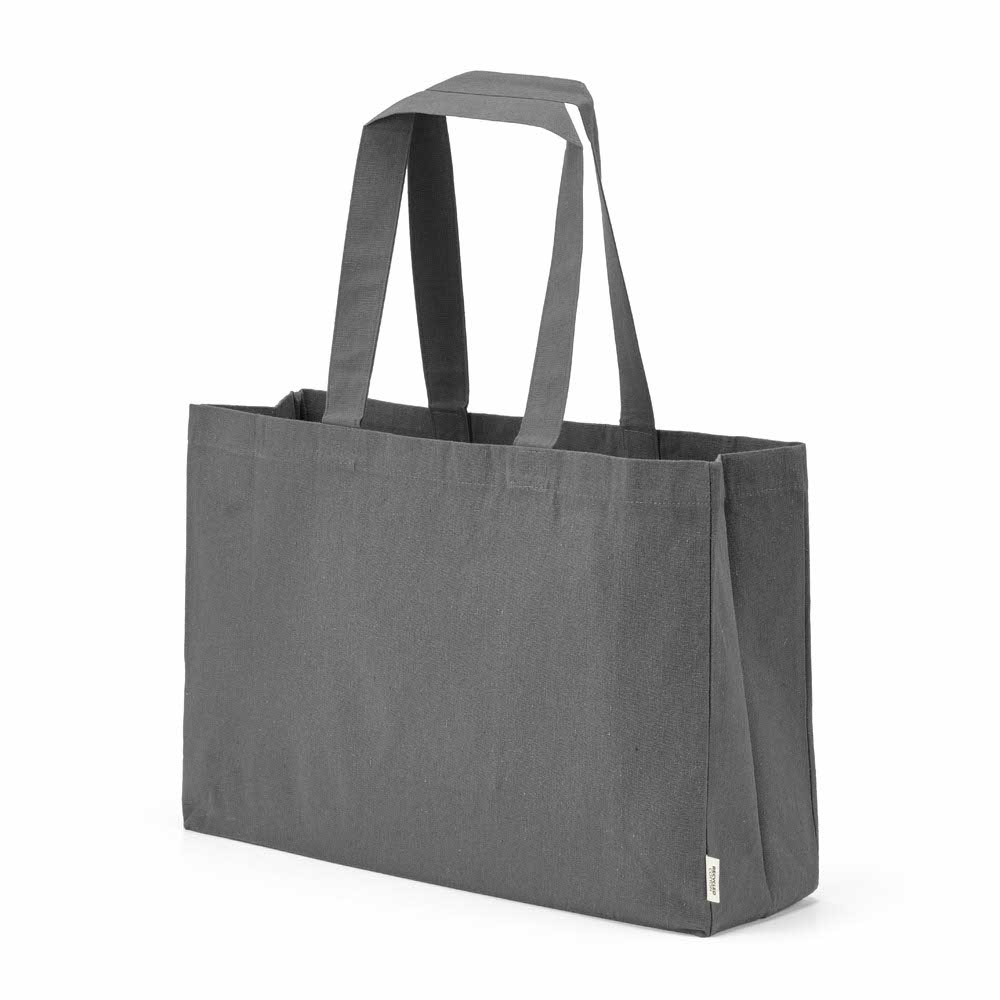 Makalu Einkaufstasche aus recy. Baumwolle, 280g/m², 65cm Henkel - Marineblau - Grau