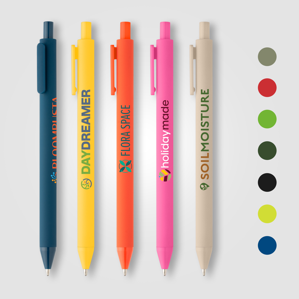 Bloom Klick-Kugelschreiber in Soft-Touch-Optik aus recyceltem Kunststoff