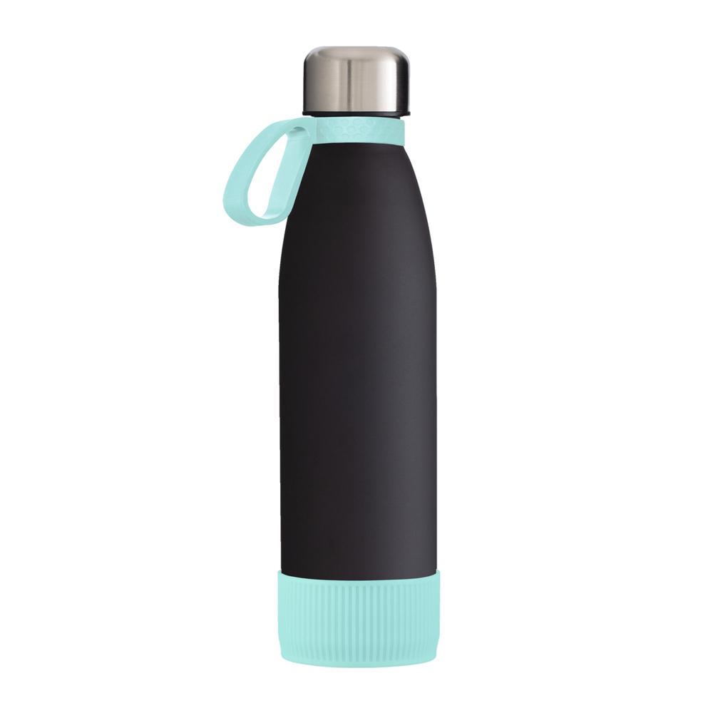 Trinkflasche RETUMBLER-myTOULON GLASS - hellblau, schwarz