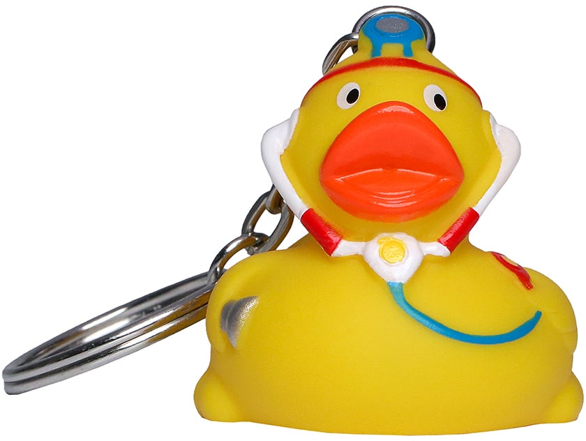 Schlüsselanhänger Ente Doktor, gelb, one size