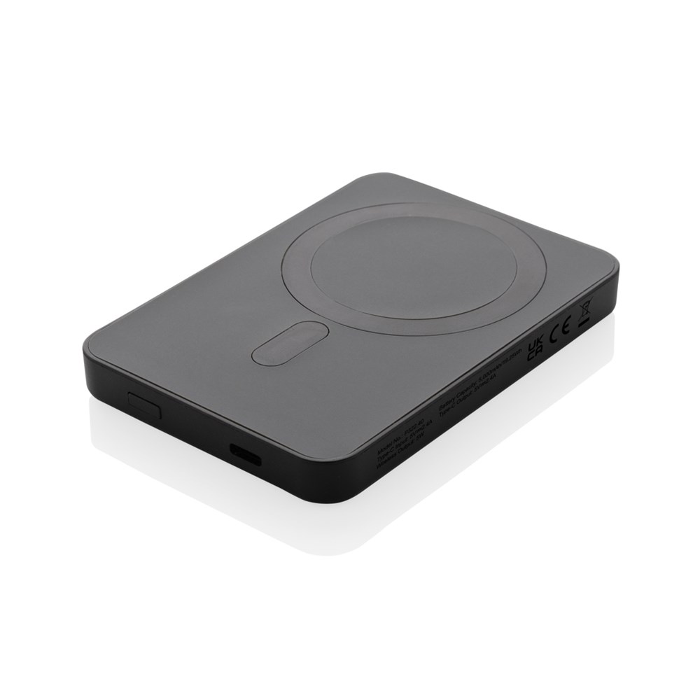 Magnetix 5.000mAh magnetische Powerbank aus RCS recycel. ABS - schwarz (± PMS Black)