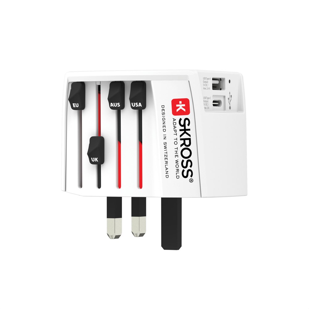 SKROSS Adaptateur de voyage universel MUV 2-Pôles avec USB