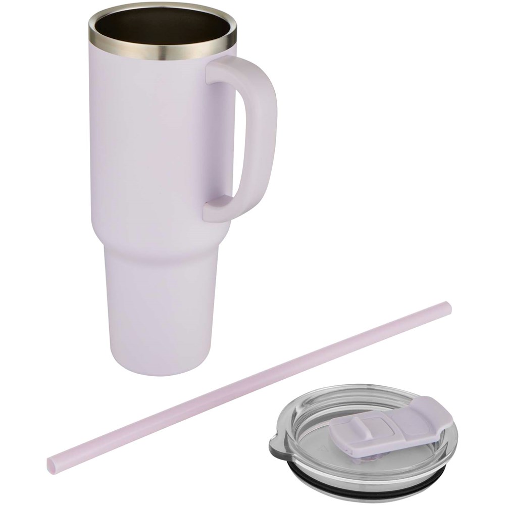 Mug Sydney 1200 ml double paroi certifié RCS avec isolation par le vide et couche de cuivre avec paille