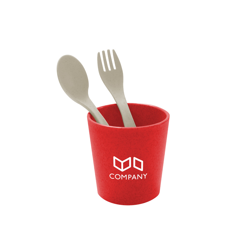 KOZIOL EASY EATER SET Becher+Besteckset 2-teilig